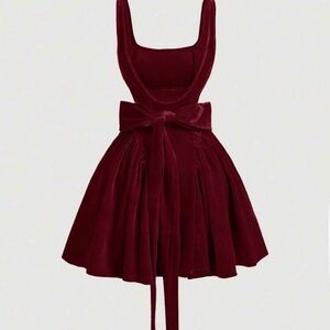 SHEIN Burgundy Velvet Mini Dress